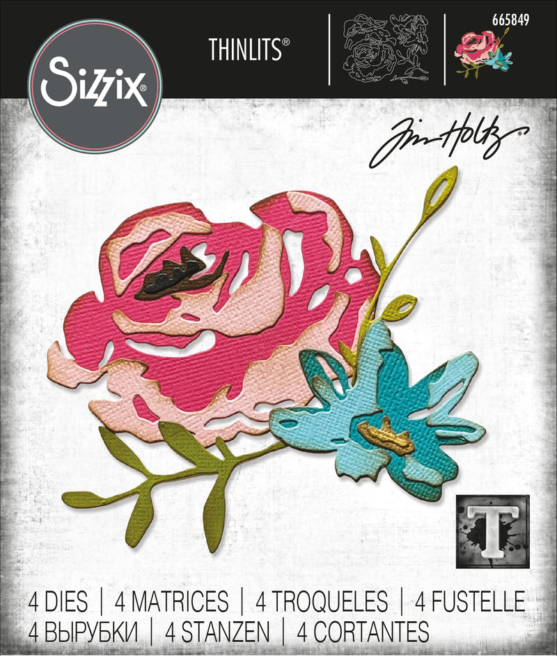 Sizzix Thinlits Dies by Tim Holtz Brushstroke Flowers
