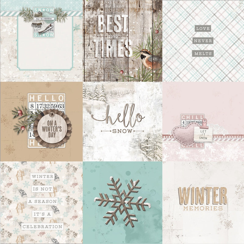 Vintage Winter Woods 4x4 Elements
