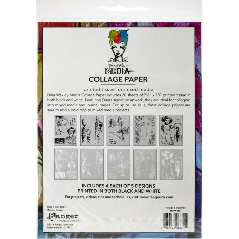 Dina Wakley Collage Paper Vintage & Sketches