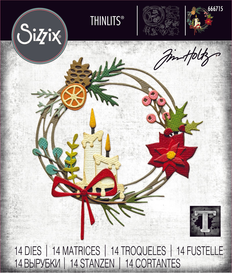 Sizzix Thinlits Dies by Tim Holtz Vault Festive Wreath