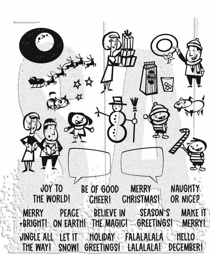 Tim Holtz Cling Stamps Christmas Cartoons