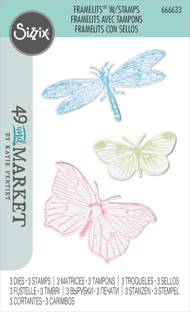 Sizzix Framelits Die & Stamp Set by 49 & Market - Engraved Wings