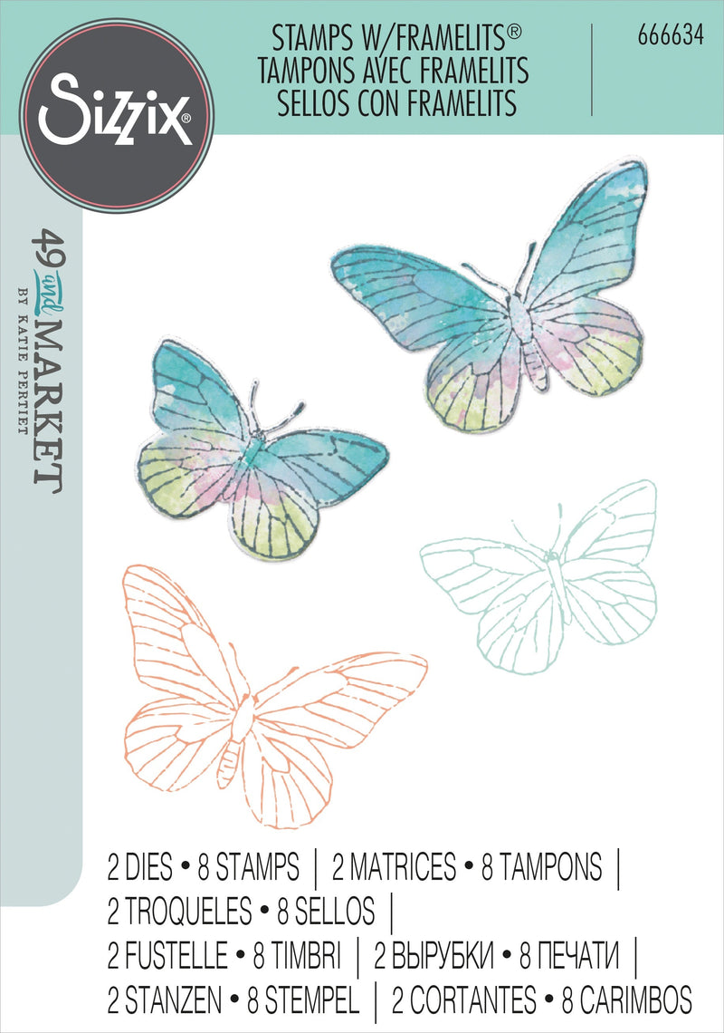 Sizzix Framelits Die & A5 Stamp Set by 49 & Market - Butterflies