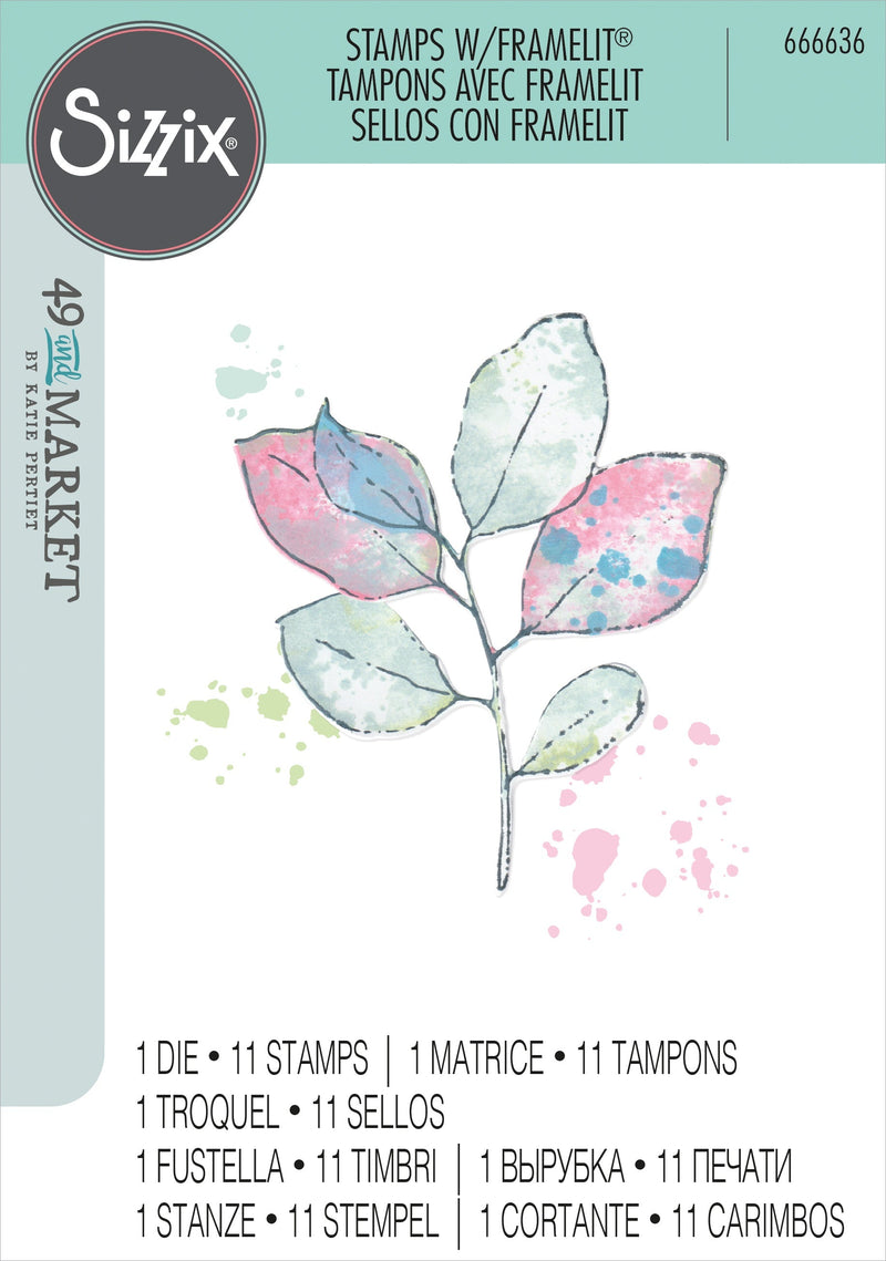 Sizzix Framelits Die & A5 Stamp Set by 49 & Market - Leaves