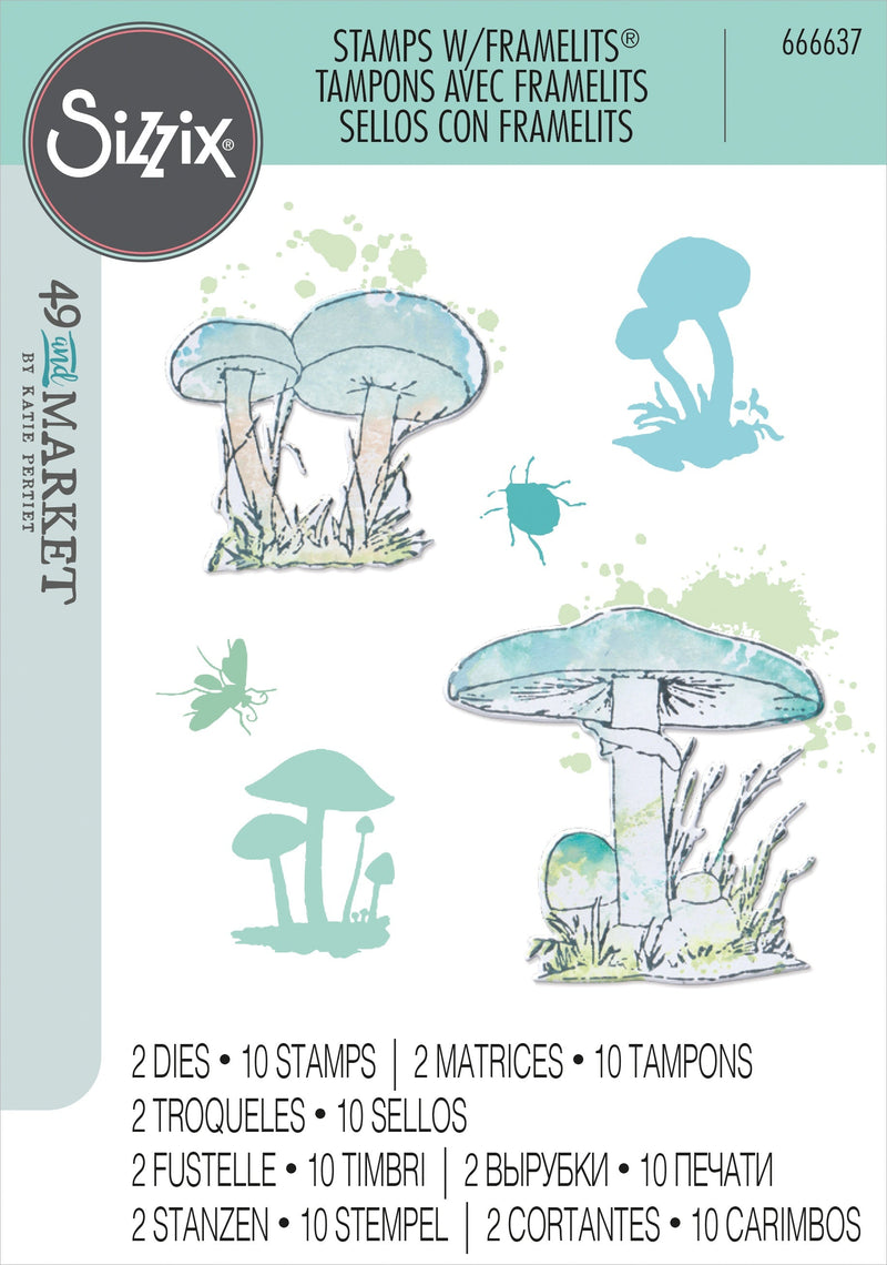 Sizzix Framelits Die & A5 Stamp Set by 49 & Market - Mushrooms