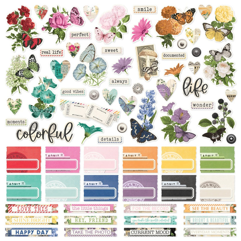 Simple Vintage Essentials Color Palette 12x12 Cardstock Stickers