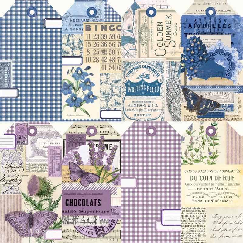 Simple Vintage Essentials Color Palette Blue & Purple Tags