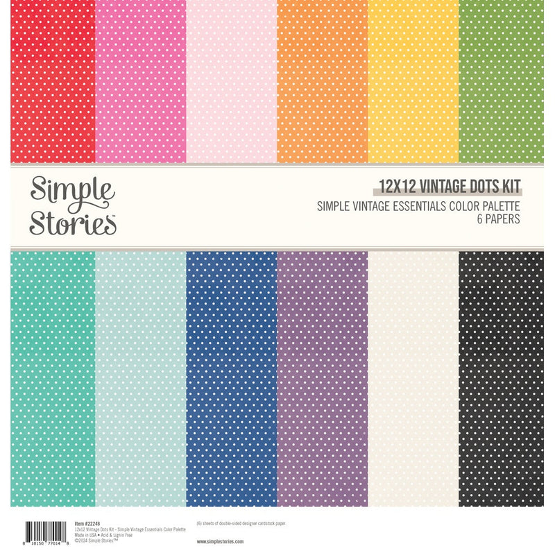 Simple Vintage Essentials Color Palette 12x12 Dots Collection Kit