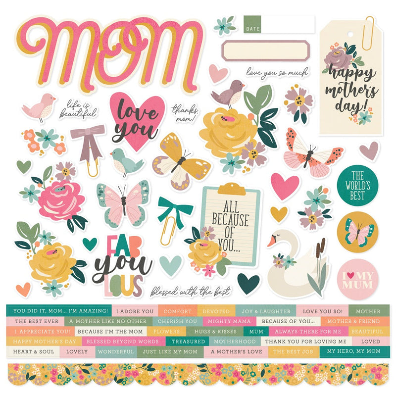 Mothers Day 12x12 Cardstock Stickers