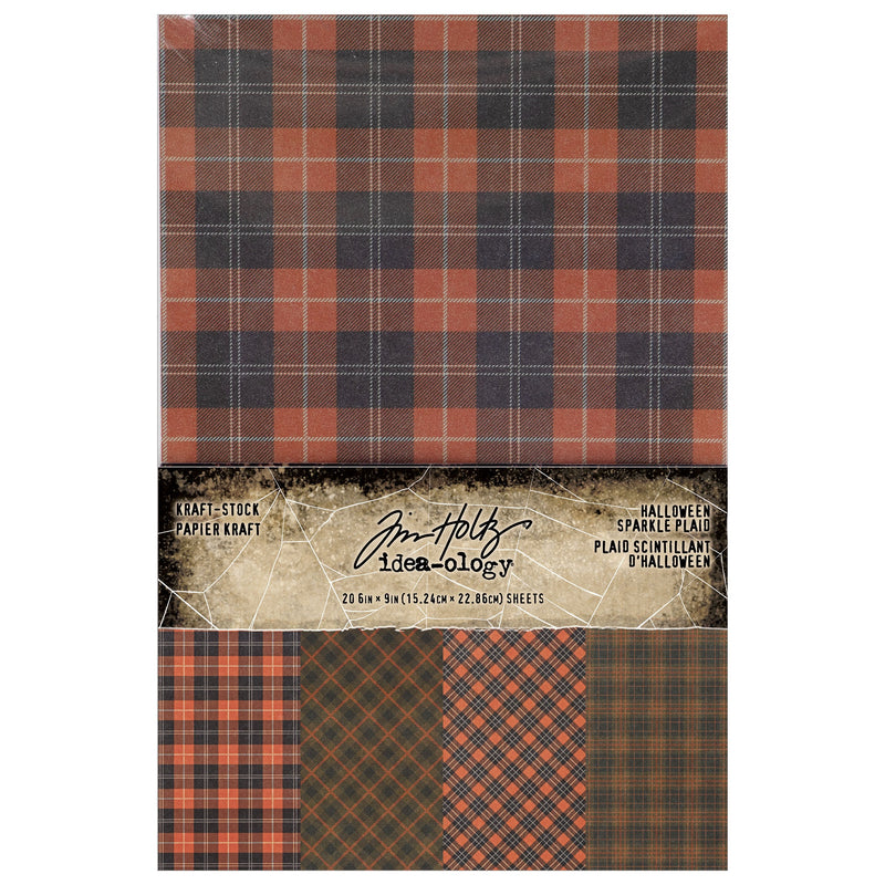 Tim Holtz Idea-ology Halloween 2024 Kraft Stock Sparkle Plaid