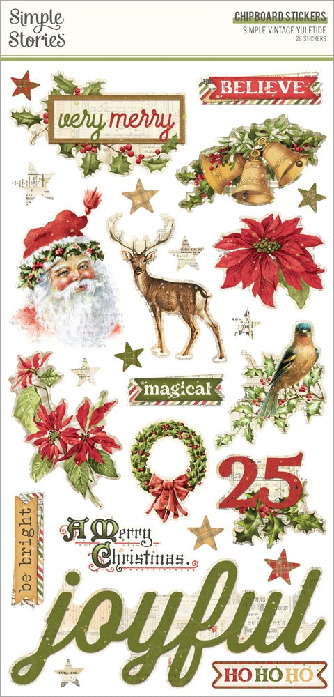 Simple Vintage Yuletide Chipboard Stickers