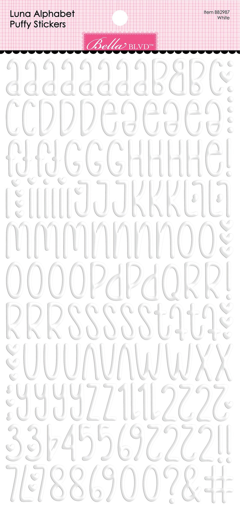 Bella Besties Luna Alphabet Puffy Stickers - White