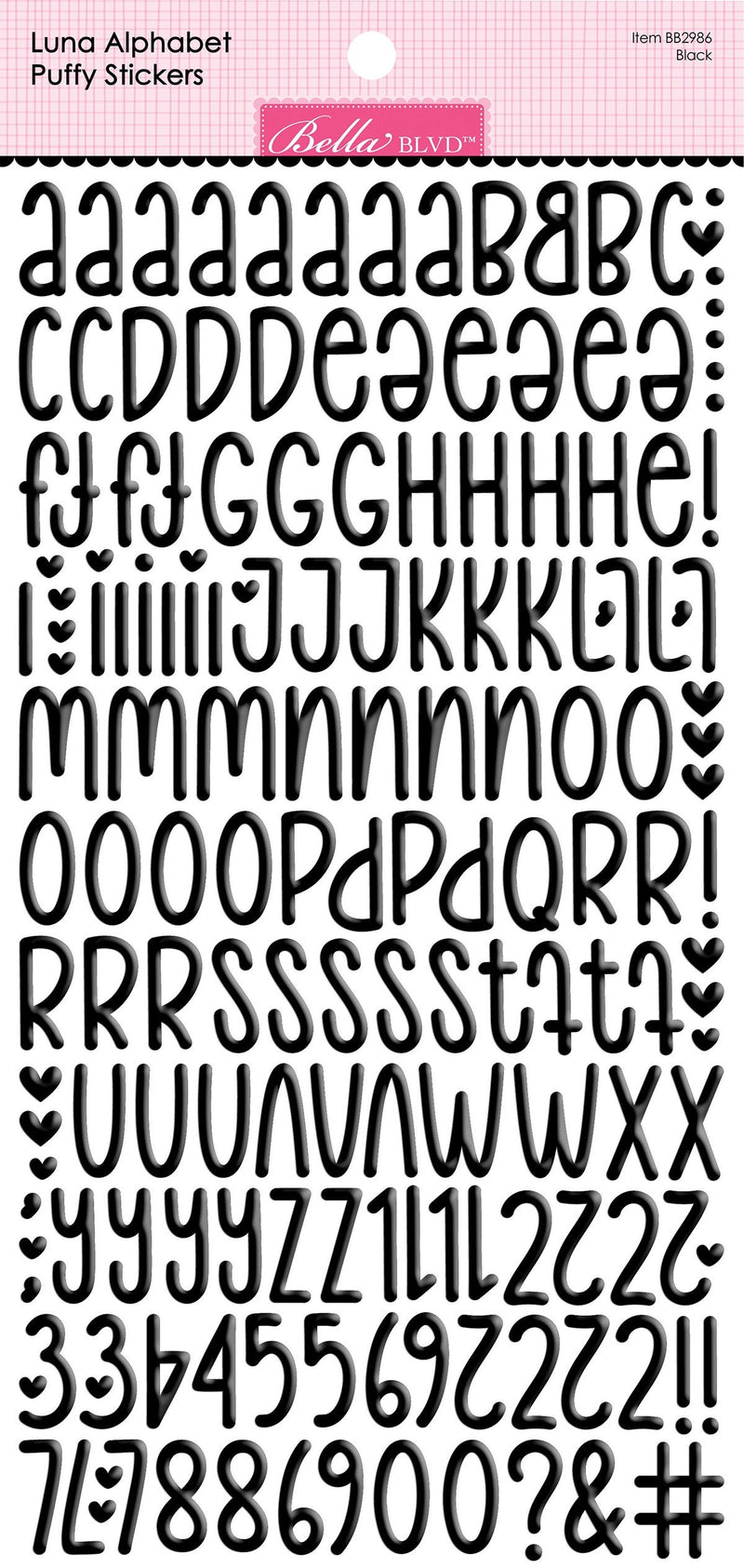 Bella Besties Luna Alphabet Puffy Stickers - Black