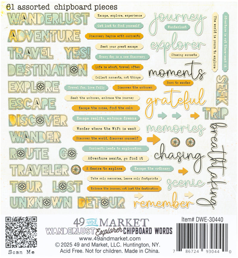 49 & Market - Wanderlust Explorer Chipboard Words