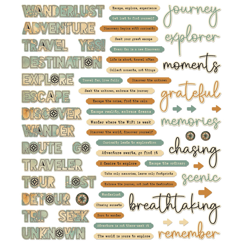 49 & Market - Wanderlust Explorer Chipboard Words