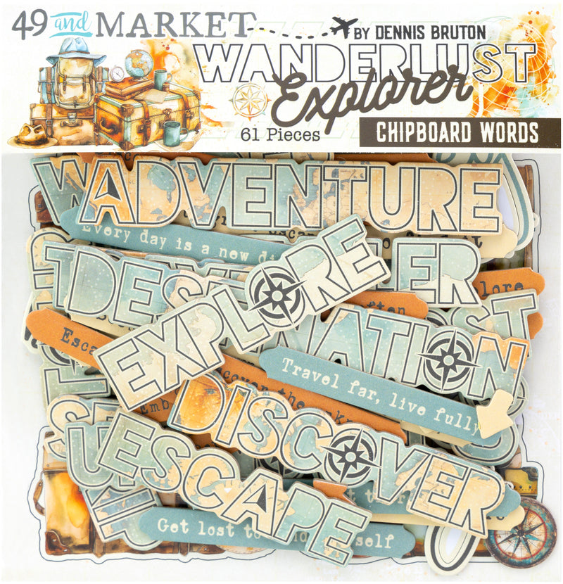 49 & Market - Wanderlust Explorer Chipboard Words