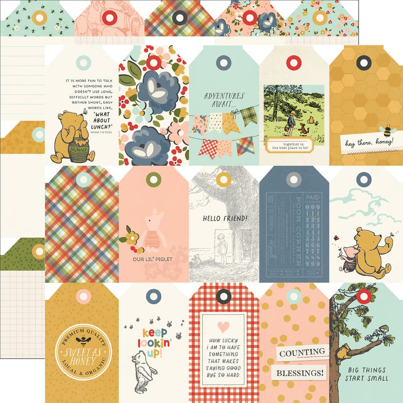 Simple Stories - Classic Pooh 12x12 Paper - Tag Elements