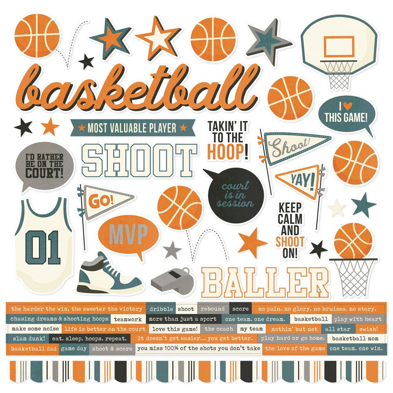 Simple Stories - Basketball 12x12 Sticker