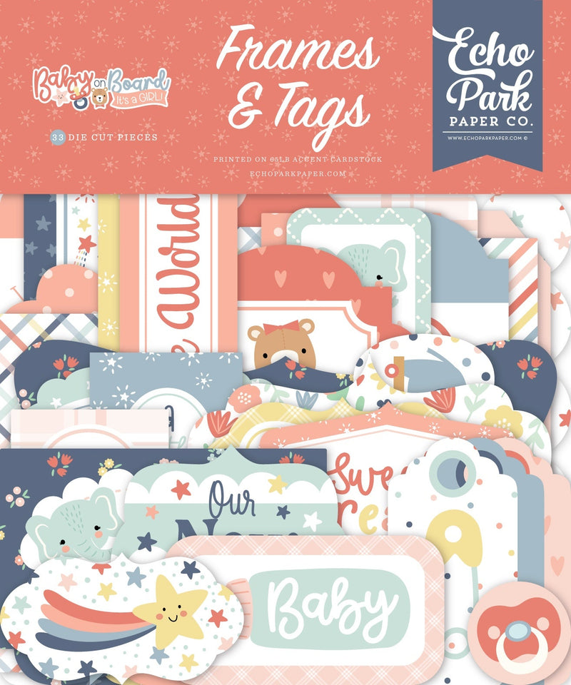 Echo Park - Baby On Board - Girl Frames & Tags