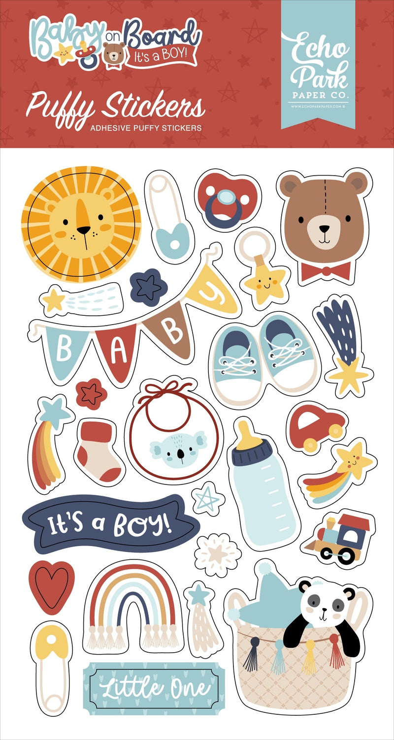 Echo Park - Baby On Board - Boy Puffy Stickers