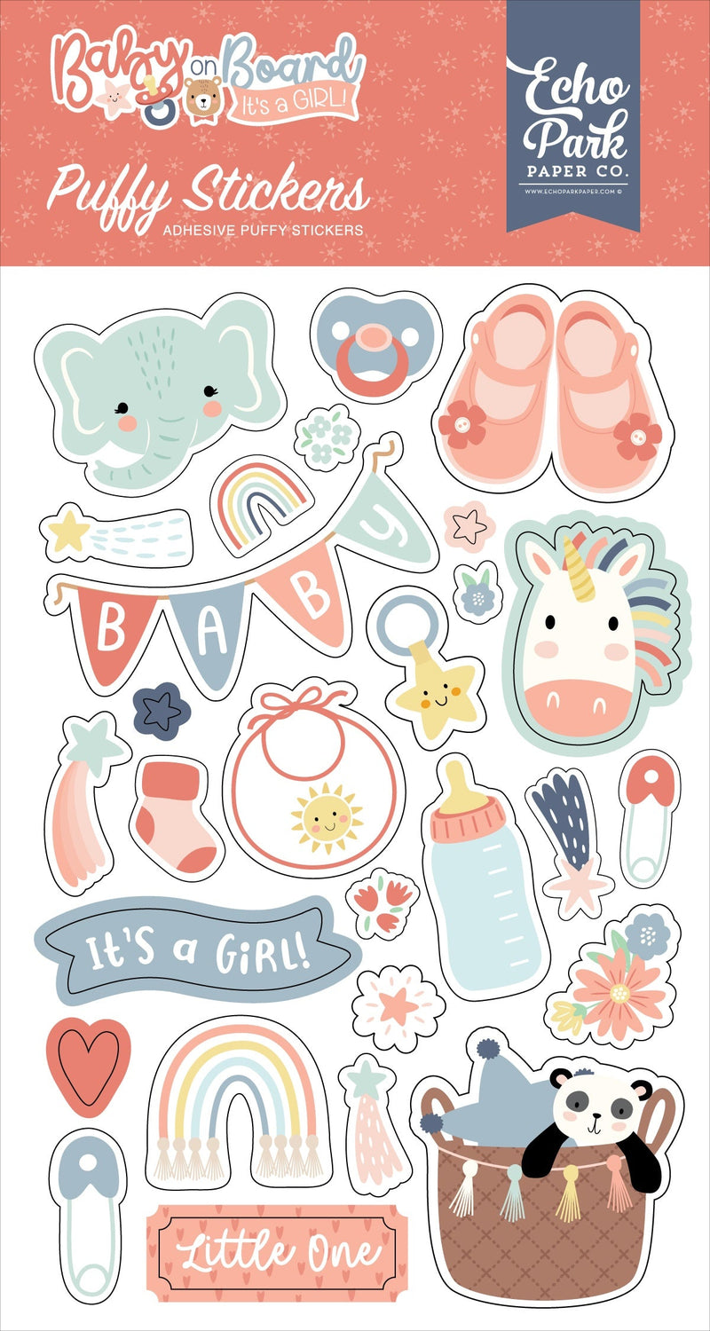 Echo Park - Baby On Board - Girl Puffy Stickers