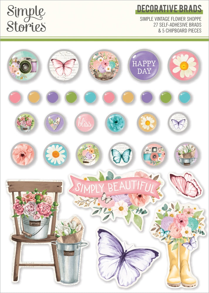 Simple Stories - Vintage Flower Shoppe Decorative Brads