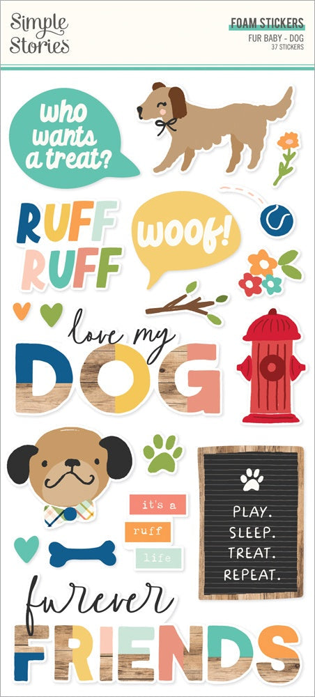 Simple Stories - Fur Baby - Dog Foam Stickers