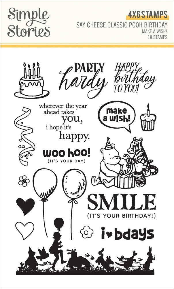 Simple Stories - Classic Pooh Birthday Stamps Make A Wish