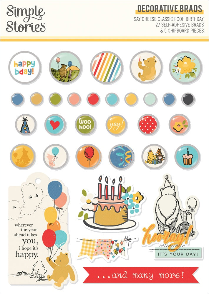 Simple Stories - Classic Pooh Birthday Decorative Brads