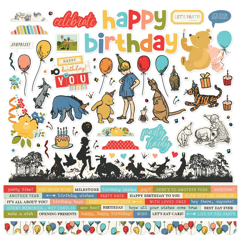 Simple Stories - Classic Pooh Birthday Cardstock Stickers