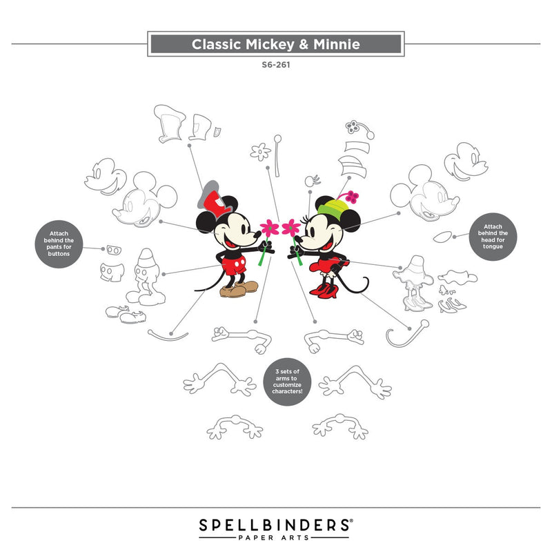 Spellbinders Etched Dies Classic Mouse - Steamboat Willie Duo