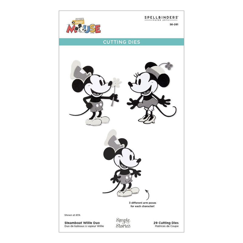 Spellbinders Etched Dies Classic Mouse - Steamboat Willie Duo