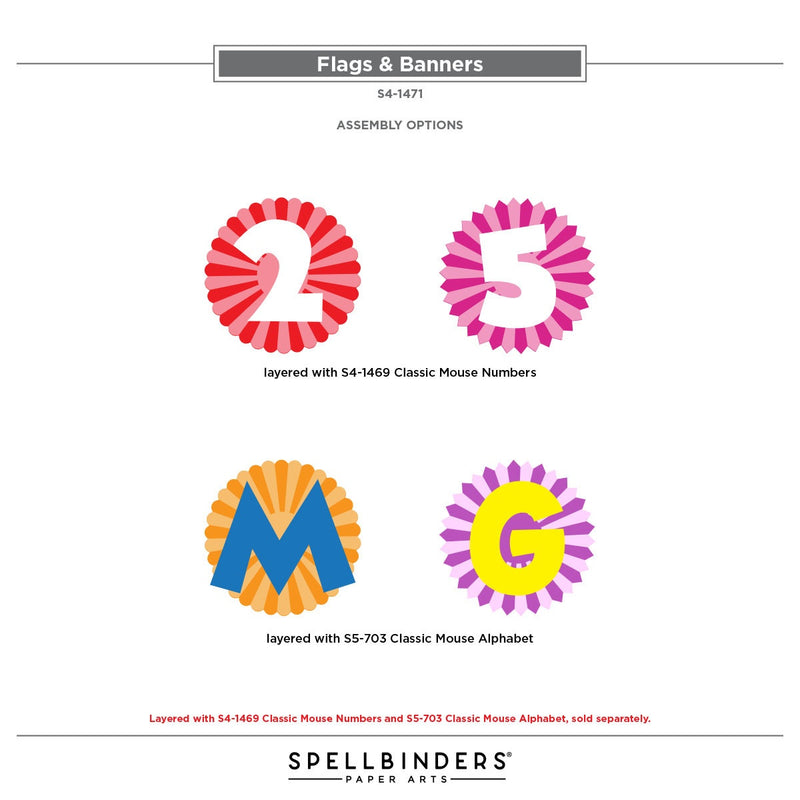 Spellbinders Etched Dies Classic Mouse - Flags & Banners