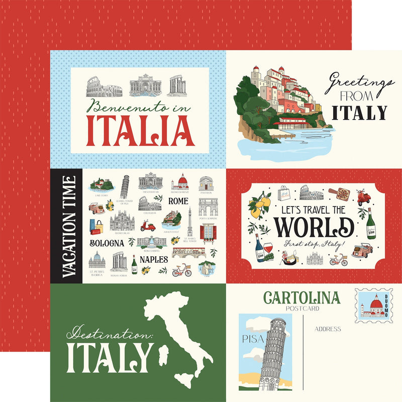 Carta Bella - Italy 12x12 6x4 Journaling Cards