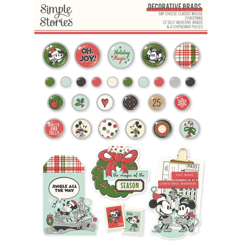 Say Cheese Classic Mouse Christmas Decorative Brads