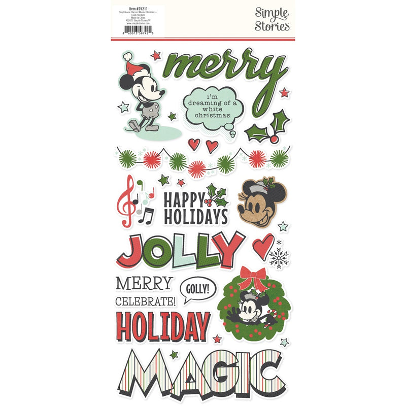 Say Cheese Classic Mouse Christmas Foam Stickers