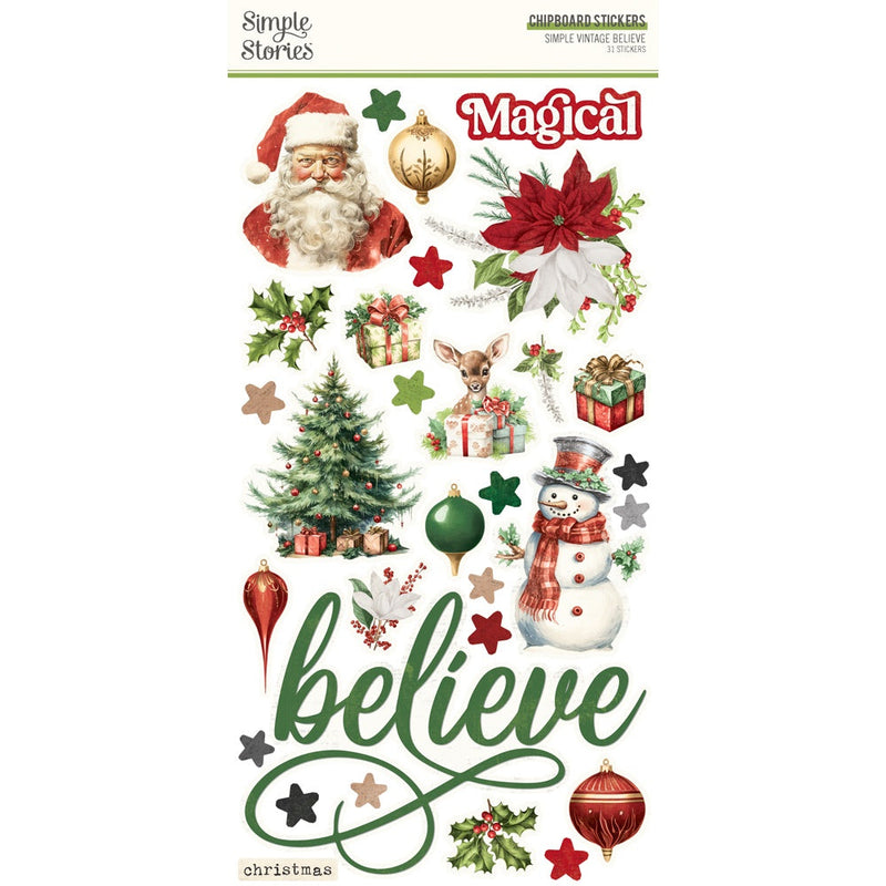 Simple Vintage Believe Chipboard Stickers