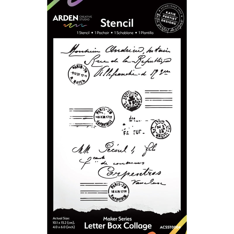 Arden Creative - Vintage Makers Letter Box Collage 4x6 Stencil