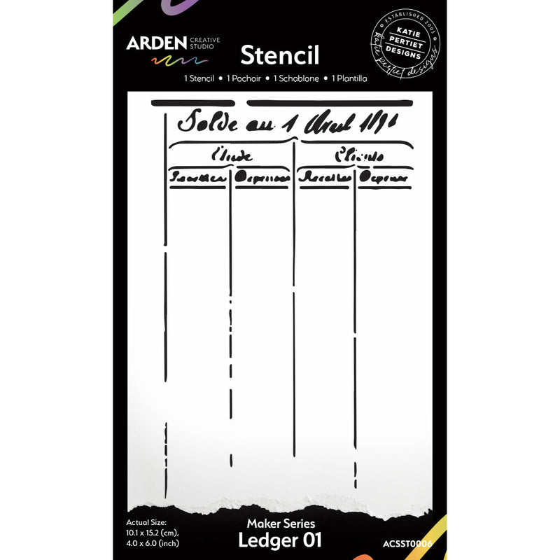 Arden Creative - Vintage Makers Ledger 01 4x6 Stencil