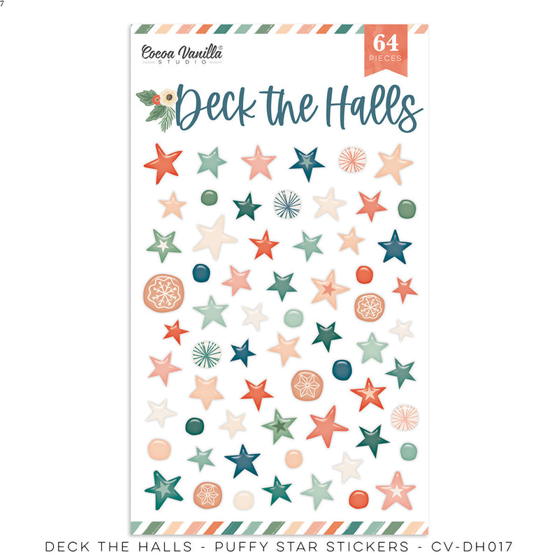 Deck The Halls Puffy Star Stickers