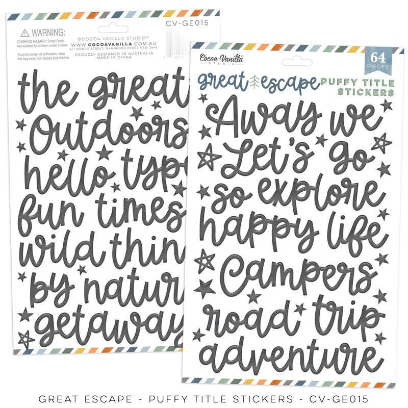 Great Escape Puffy Title Stickers