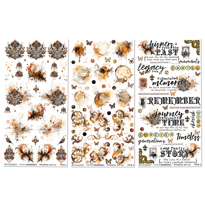 49 & Market - Nostalgic Memories 6x12 Blendable Rub-on Transfer Set