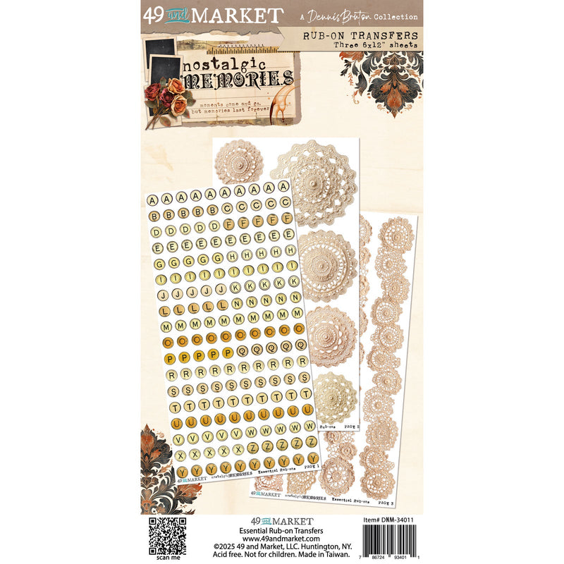 49 & Market - Nostalgic Memories 6x12 Essentials Rub-on Transfer Set