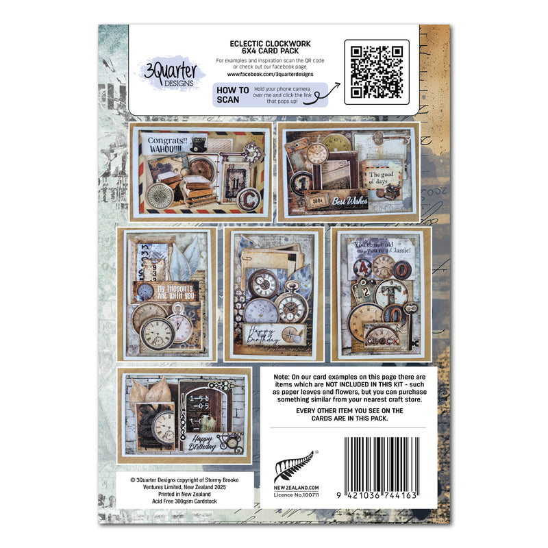 3Quarter Designs - Eclectic Clockwork 6x4 Cardmaking Pack
