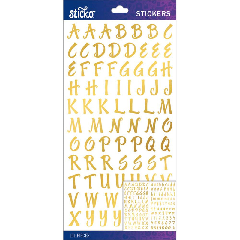 Sticko Alphabet Stickers - Brush Small Gold Foil