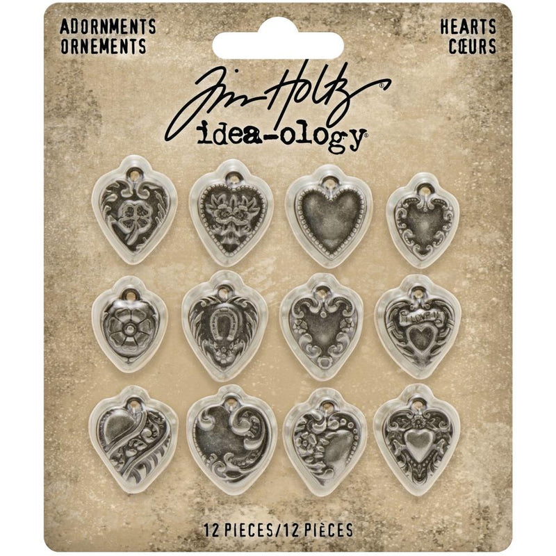 Tim Holtz Idea-ology Adornments Hearts 12/pk