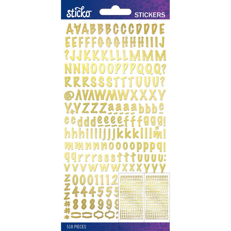 Sticko Alphabet Stickers - Gold Foil Marker Small