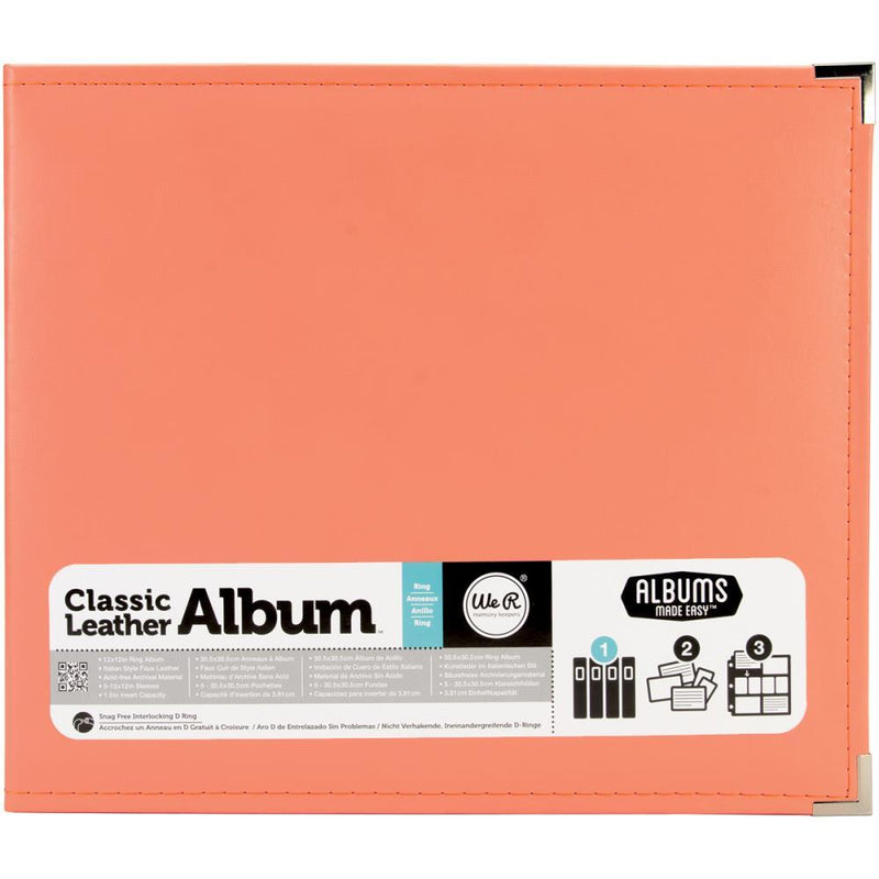 We R Memory Keepers 12x12 Leather 3-Ring Album - Coral