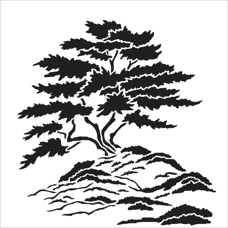 TCW Stencil 12x12 - Cypress Tree