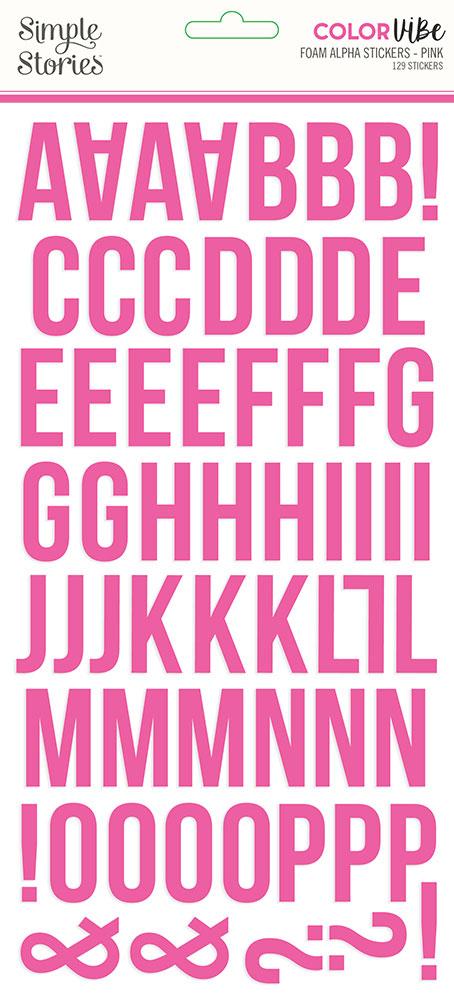 Simple Stories Foam Alpha Stickers Pink